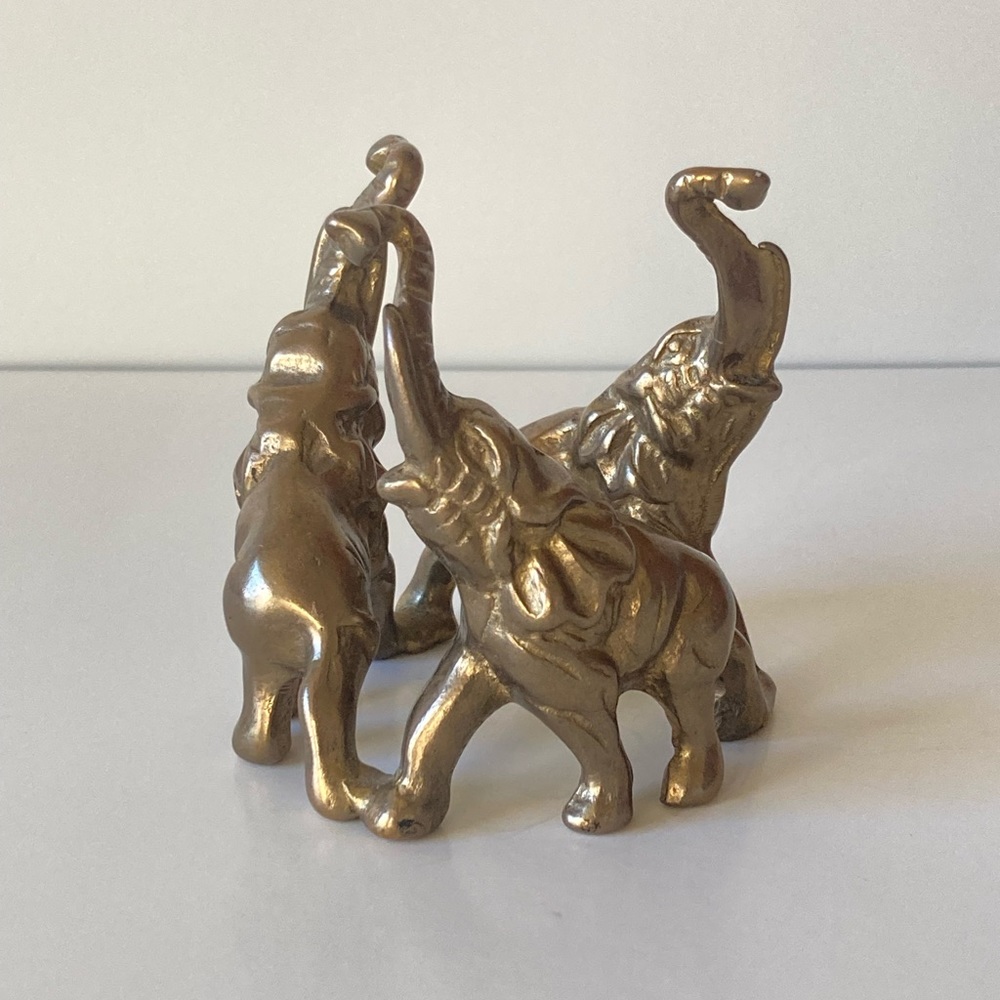 Vintage brass lucky elephants